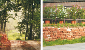 hintergrund ueberblick sandsteinmauer steinbruch